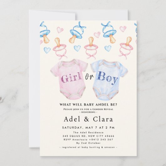 Boy or Girl | Gender Reveal Baby Shower Kaart (Voorkant)