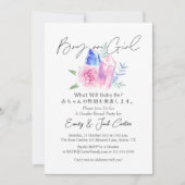 Boy or Girl Gender Reveal Elegant Floral Crystal  Kaart (Voorkant)