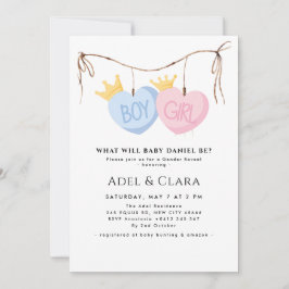 Boy or Girl Gender Reveal Invitation Kaart