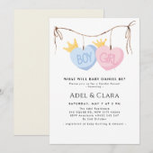 Boy or Girl Gender Reveal Invitation Kaart (Voorkant / Achterkant)
