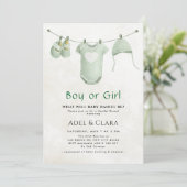 Boy or Girl Gender Reveal Invitation Kaart (Staand voorkant)