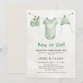 Boy or Girl Gender Reveal Invitation Kaart (Voorkant / Achterkant)