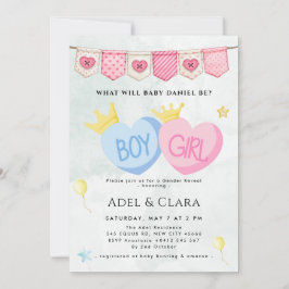 Boy or Girl Gender Reveal Invitation Kaart
