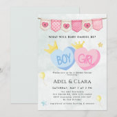 Boy or Girl Gender Reveal Invitation Kaart (Voorkant / Achterkant)