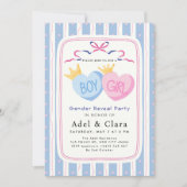 Boy or Girl Gender Reveal Invitation Kaart (Voorkant)