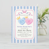 Boy or Girl Gender Reveal Invitation Kaart (Staand voorkant)
