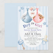 Boy or Girl Gender Reveal Invitation Kaart (Voorkant / Achterkant)
