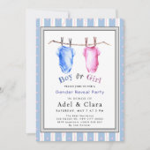 Boy or Girl Gender Reveal Invitation Kaart (Voorkant)