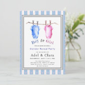 Boy or Girl Gender Reveal Invitation Kaart (Staand voorkant)