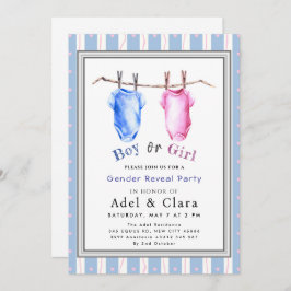 Boy or Girl Gender Reveal Invitation Kaart