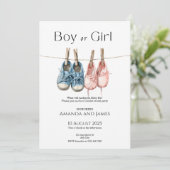 Boy or Girl Gender Reveal Invitation Kaart (Staand voorkant)