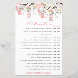 Boy or Girl Old Wives Tale Baby Shower with Answer