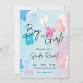 Boy or Girl Pastel Gender Reveal Invitation Kaart (Voorkant)
