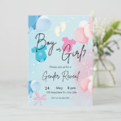 Boy or Girl Pastel Gender Reveal Invitation Kaart (Staand voorkant)