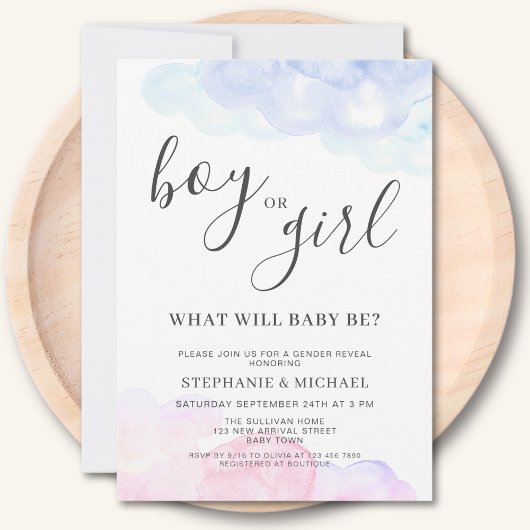 Boy Or Girl Pink And Blue Gender Reveal  Kaart