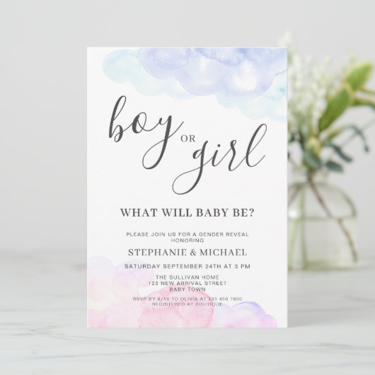 Boy Or Girl Pink And Blue Gender Reveal  Kaart (Staand voorkant)