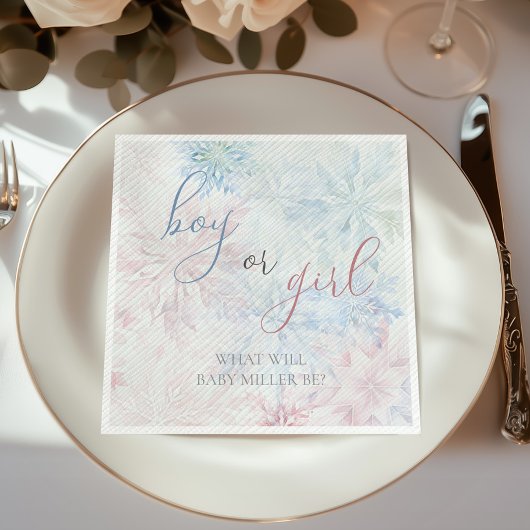 Boy or Girl Winter Pink Blue Snowflake Servet