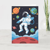 Boy Outer Space Astronaut Birthday  Kaart (Voorkant)