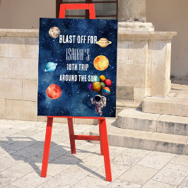 Boy Outer Space Astronaut Birthday Welcome Sign Acryl Bord