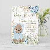 Boy Pampas Grass Baby shower Invitation Kaart (Staand voorkant)