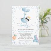 Boy Panda Barly Wait Baby shower Kaart (Staand voorkant)