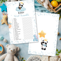 Boy Panda Beer Blauw Baby Word Scramble Shower Gam