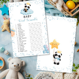 Boy Panda Beer Blauw Baby Word Scramble Shower Gam