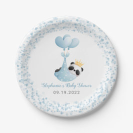 Boy Panda `Beer Blue Balloon Baby shower Papieren Bordje