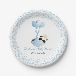 Boy Panda `Beer Blue Balloon Baby shower Papieren Bordje