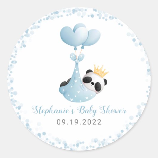 Boy Panta Beer blauw Baby shower Ronde Sticker (Voorkant)