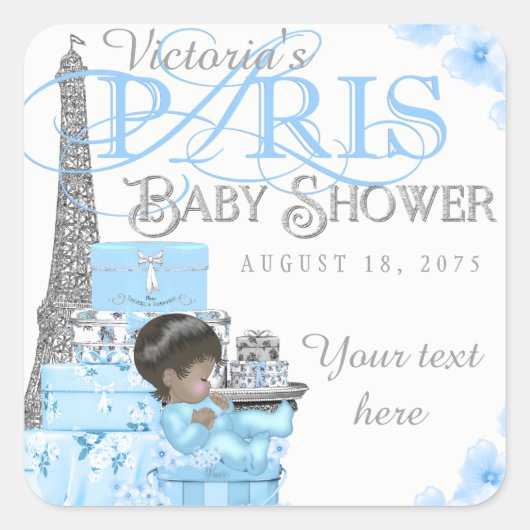Boy Paris Baby shower Stickers (Voorkant)