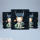 Boy Party Gift Bag met Schattigee astronaut Teddy Medium Cadeauzakje