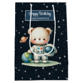 Boy Party Gift Bag met Schattigee astronaut Teddy Medium Cadeauzakje (Achterkant)