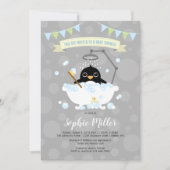 Boy Penguin Baby shower Invitation Kaart (Voorkant)