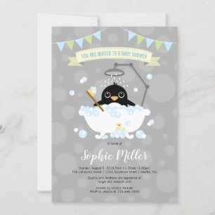Boy Penguin Baby shower Invitation Kaart