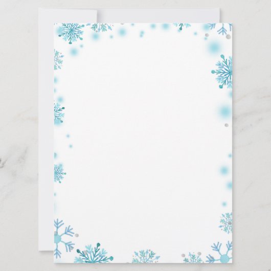 Boy Penguin Winter Snowflake Baby shower Invite Kaart (Achterkant)