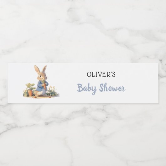 Boy Peter Het Konijnenblauw Baby shower Waterfles Etiket (Enkel label)