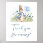 Boy Peter Rabbit Baby shower Bedankt voor je komst Poster (Voorkant)