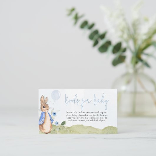 Boy Peter Rabbit Baby shower Boeken voor Baby Informatiekaartje (Staand voorkant)