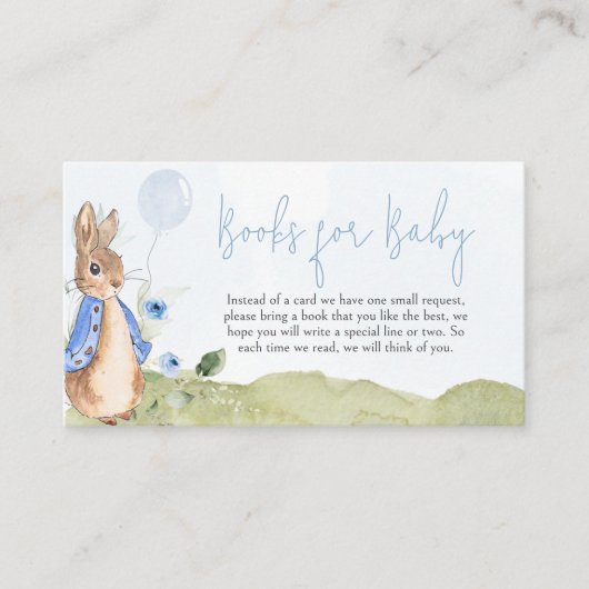 Boy Peter Rabbit Baby shower Boeken voor Baby Informatiekaartje (Voorkant)