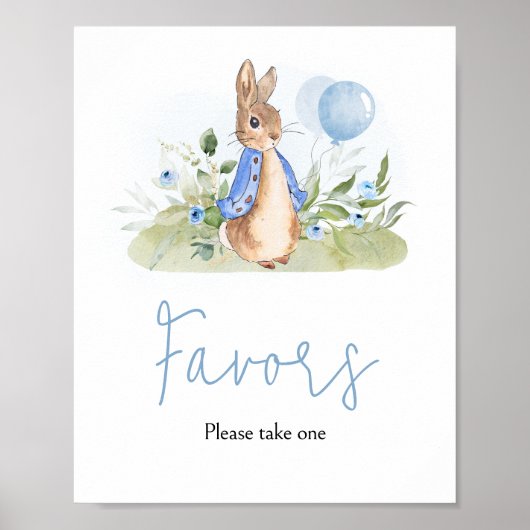 Boy Peter Rabbit Baby shower Favors Poster (Voorkant)