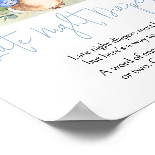 Boy Peter Rabbit Baby shower Late Night Luiers Poster (Hoek)