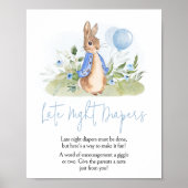 Boy Peter Rabbit Baby shower Late Night Luiers Poster (Voorkant)