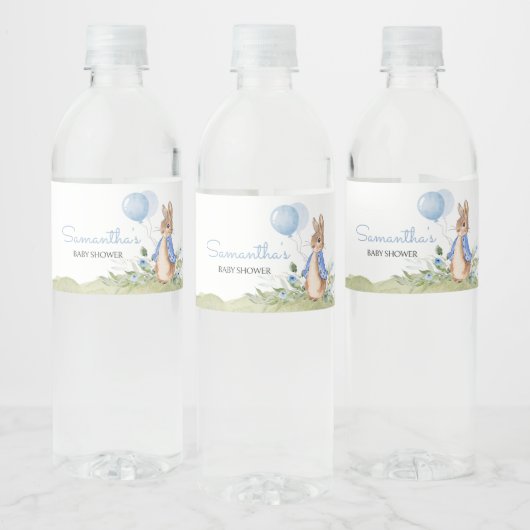 Boy Peter Rabbit Baby shower Waterfles Etiket (Flessen)