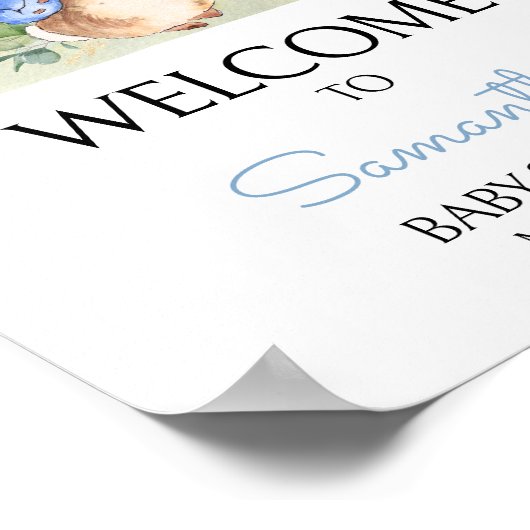 Boy Peter Rabbit Baby shower Welkom Poster (Hoek)