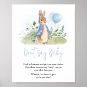 Boy Peter Rabbit Baby shower Zeg geen Baby Poster (Voorkant)