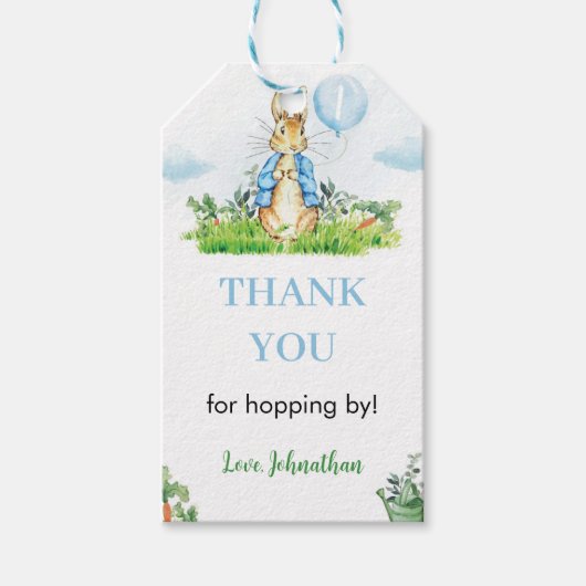 Boy Peter Rabbit Bedankt Label Verjaardagsfeest Cadeaulabel (Voorkant)