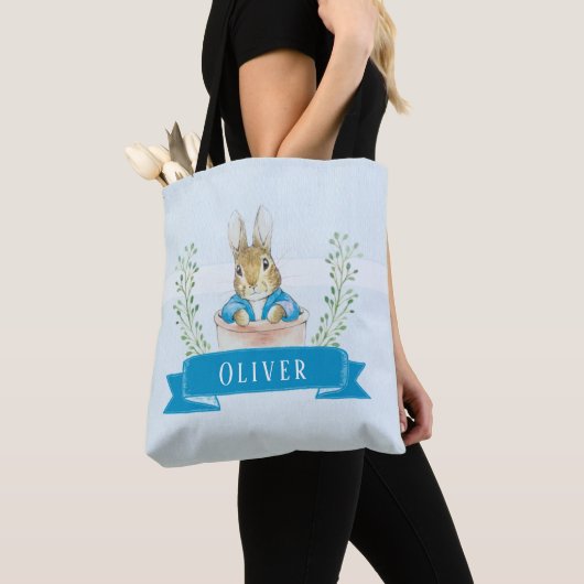 Boy Peter Rabbit Blue Custom Canvas tas (Dichtbij)