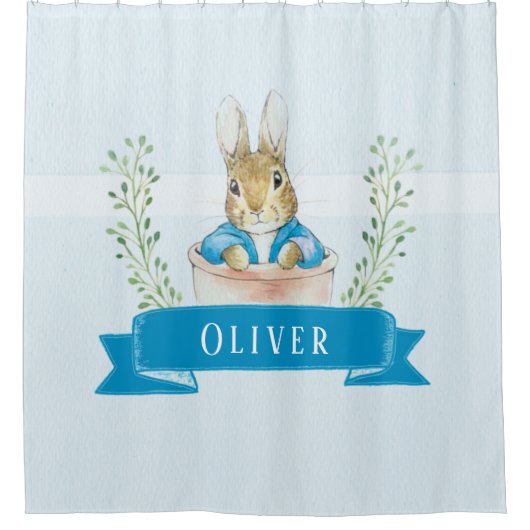 Boy Peter Rabbit Blue Custom Shower Curtain Douchegordijn (Voorkant)