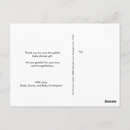 Boy Photo Blauw Goud Lijst Baby shower Dank u Briefkaart (Achterkant)